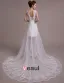 Mariée Epaules Tribunal Train De Sangle Licol V-cou Robe De Mariée En Dentelle Blanche