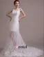 Mariée Epaules Tribunal Train De Sangle Licol V-cou Robe De Mariée En Dentelle Blanche