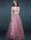 2015 Shoulders V-neck Embroidered Flowers Evening Dress Prom Dress