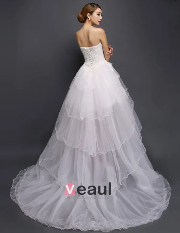 2015 A-line Short & Mini Sweetheart Asymmetrical Tulle Wedding Dress
