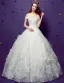 2015 Ball Gown Square Neckline Vintage Floor Length Organza Embroidered Wedding Dress