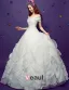 2015 Ball Gown Square Neckline Vintage Floor Length Organza Embroidered Wedding Dress