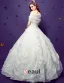 2015 Ball Gown Square Neckline Vintage Floor Length Organza Embroidered Wedding Dress
