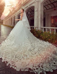 Een lijn/prinses strapless kathedraal trein trouwjurk (satijn / tule)