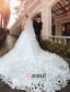 Une Ligne / Robe De Princesse Train Bretelles Cathedrale De Mariage (Satin/Tulle)