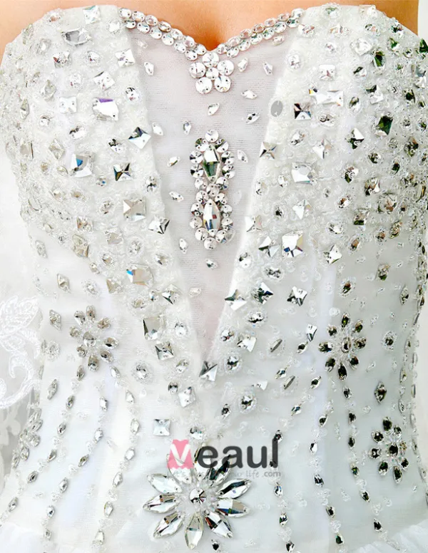 Une Ligne / Robe De Princesse Train Bretelles Cathedrale De Mariage (Satin/Tulle)
