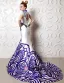 2015 A-linie Hohen Hals Verbesserte Cheongsam Grüne Blume Porzellan Mermaid Abendkleid
