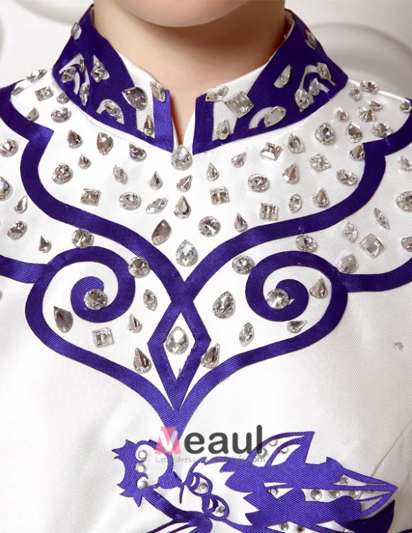 2015 A-linie Hohen Hals Verbesserte Cheongsam Grüne Blume Porzellan Mermaid Abendkleid