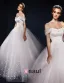 2015 Ball Gown Square Shoulder Strapless Lace Embroidered Flowers Tulle Wedding Dress