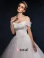 2015 Ball Gown Square Shoulder Strapless Lace Embroidered Flowers Tulle Wedding Dress