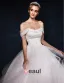 2015 Ball Gown Square Shoulder Strapless Lace Embroidered Flowers Tulle Wedding Dress