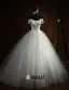 2015 Ball Gown Square Shoulder Strapless Lace Embroidered Flowers Tulle Wedding Dress