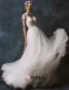 Une Ligne Epaules Col V Profond Robe-parole Longueur De Mariée En Dentelle Brodee Ceinture De Fleurs
