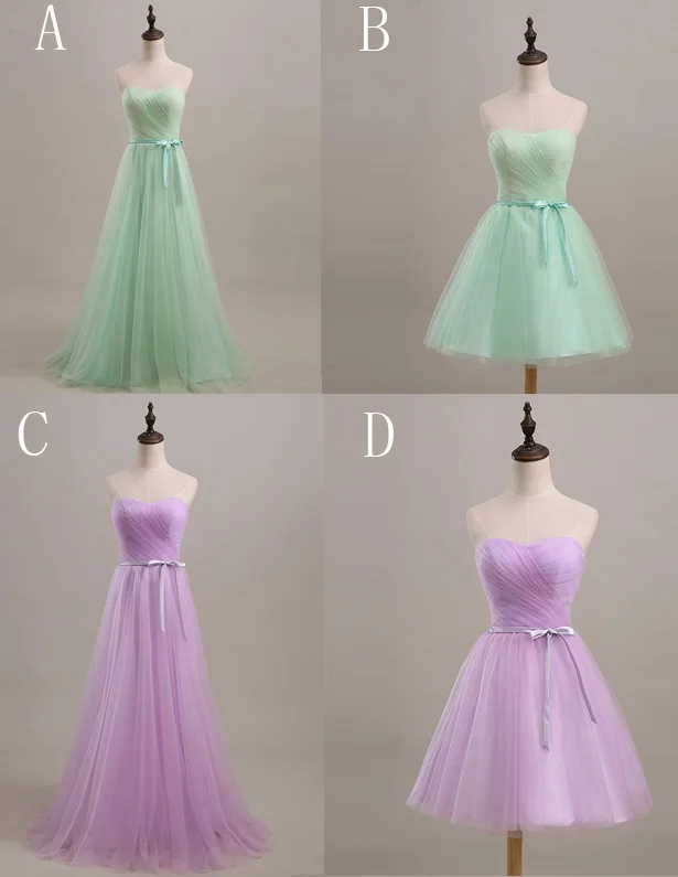 Enkle Kjæreste Bow Sash Tyll Brudepike Kjoler