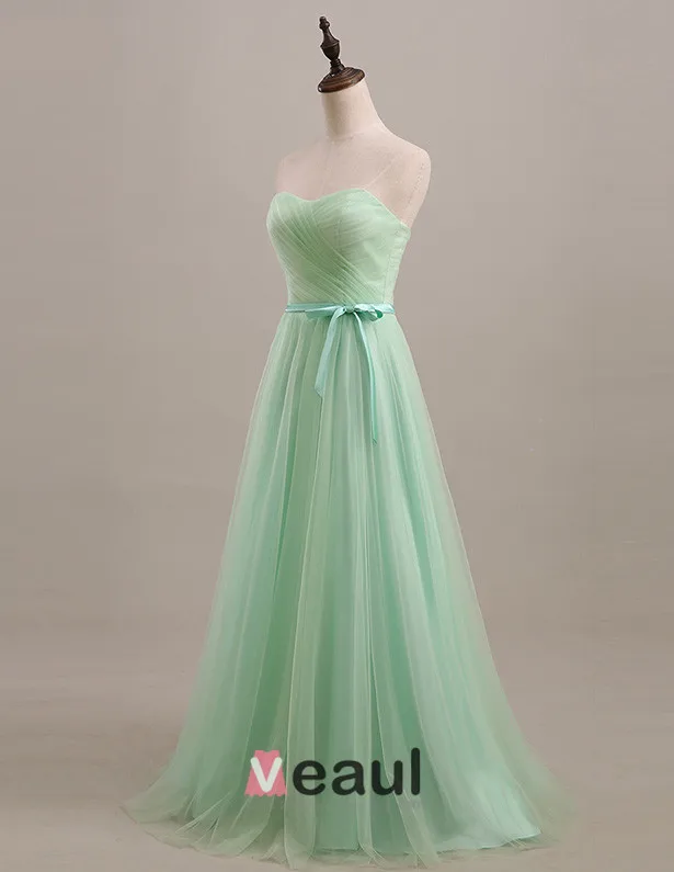 Enkle Kjæreste Bow Sash Tyll Brudepike Kjoler