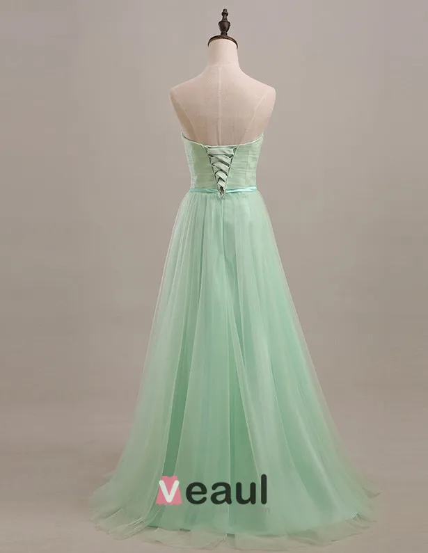 Enkle Kjæreste Bow Sash Tyll Brudepike Kjoler