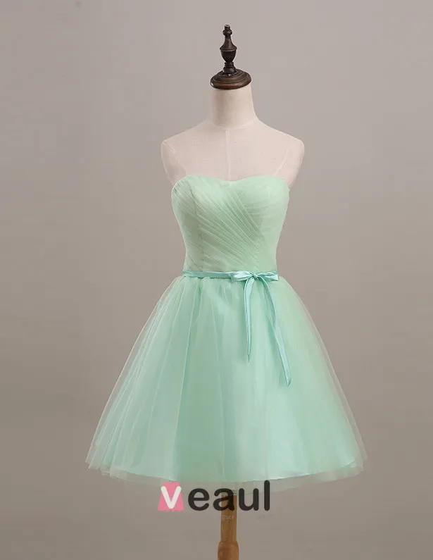 Enkle Kjæreste Bow Sash Tyll Brudepike Kjoler