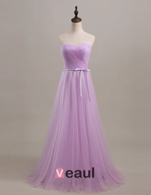 Enkle Kjæreste Bow Sash Tyll Brudepike Kjoler