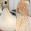 Belles Robe De Mariée 2016 Fleurs En Dentelle Robe De Mariage Dos Nu En Tulle Avec Des Manches Longues