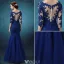 Beautiful Evening Dresses 2016 Applique Lace Royal Blue Tulle Backless Long Formal Gown