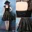 Princess Little Black Dresses 2016 Applique Lace With Sequins Knee Length Short Cocktail Dress