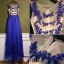 Beautiful Party Dresses 2016 Scoop Neckline Royal Blue Lace Chiffon Long Evening Dress