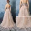 Glamourösen Abendkleider 2016 Trägerlose Champagner Spitze Abendkleid Mit Organza-tailing