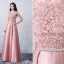 Vackra Festklänningar 2016 Kvadrat Urringning Applikationer Spets Rosa Satin Formell Klädsel Med Rosett-knut