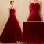 Simple Prom Dresses 2016 Strapless Backless Burgundy Tulle Long Prom Dress