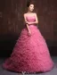 Elegant Ballkjoler 2016 Plissert Kjæreste Rosa Tyll Ballkjole Med Sash