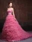 Elegant Ballkjoler 2016 Plissert Kjæreste Rosa Tyll Ballkjole Med Sash