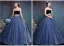 Elegant Ballkjoler 2016 Kjæreste Beaded Perle Skjerf Brodert Blå Organza Ballkjole