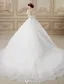 Elegant Ball Gown Wedding Dress 2016 Short Sleeves Backless Handmade Flowers