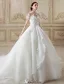 Elegant Ball Gown Wedding Dress 2016 Short Sleeves Backless Handmade Flowers