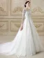 Gorgeous Wedding Dresses 2016 A-line Scoop Neckline Long Sleeves Applique Lace Backless Tulle Bridal Gown