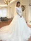 Belles Robe De Mariée 2016 Fleurs En Dentelle Robe De Mariage Dos Nu En Tulle Avec Des Manches Longues