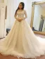 Belles Robe De Mariée 2016 Fleurs En Dentelle Robe De Mariage Dos Nu En Tulle Avec Des Manches Longues