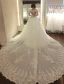 Luxury Bridal Gown 2016 Deep V-neck Lace Sequins Cardioid Backless Wedding Dress With Long Trailing