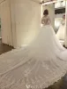 Luxury Bridal Gown 2016 Deep V-neck Lace Sequins Cardioid Backless Wedding Dress With Long Trailing