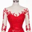 Sexy Evening Dresses 2016 Scoop Neckline Sequins Applique Lace Backless Red Chiffon Long Formal Dress