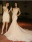 Glamourösen Brautkleider 2016 Abnehmbare Kragen & Ärmeln Nixe Spitze Hochzeitskleid