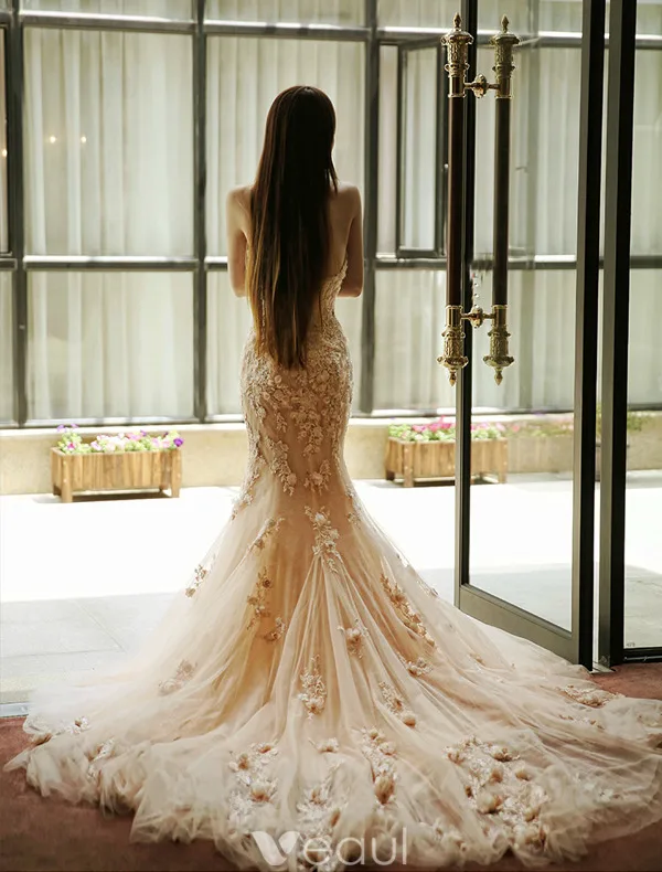 Glamorous Wedding Dresses 2016 Detachable Neckline & Sleeves Mermaid Lace Wedding Dress Glamorous Wedding Dresses 2016 Detachable Neckline & Sleeves Mermaid Lace Wedding Dress
