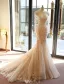 Glamourösen Brautkleider 2016 Abnehmbare Kragen & Ärmeln Nixe Spitze Hochzeitskleid