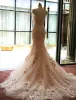 Glamorous Wedding Dresses 2016 Detachable Neckline & Sleeves Mermaid Lace Wedding Dress