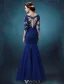 Beautiful Evening Dresses 2016 Applique Lace Royal Blue Tulle Backless Long Formal Gown