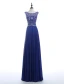 Sparkly Evening Dresses 2016 Scoop Neckline Beading Sequins Rhinestone Royal Blue Chiffon Long Backless Dress