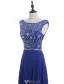 Sparkly Evening Dresses 2016 Scoop Neckline Beading Sequins Rhinestone Royal Blue Chiffon Long Backless Dress