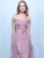 Beautiful Bridesmaid Dresses 2016 Off The Shoulder Pleated Lilac Tulle Long Wedding Party Dress