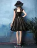 Księżniczka Małe Czarne Sukienki 2016 Aplikacja Koronki Z Cekinami Długość Kolana Krótkie Sukienka Koktajl
