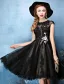 Princess Little Black Dresses 2016 Applique Lace With Sequins Knee Length Short Cocktail Dress